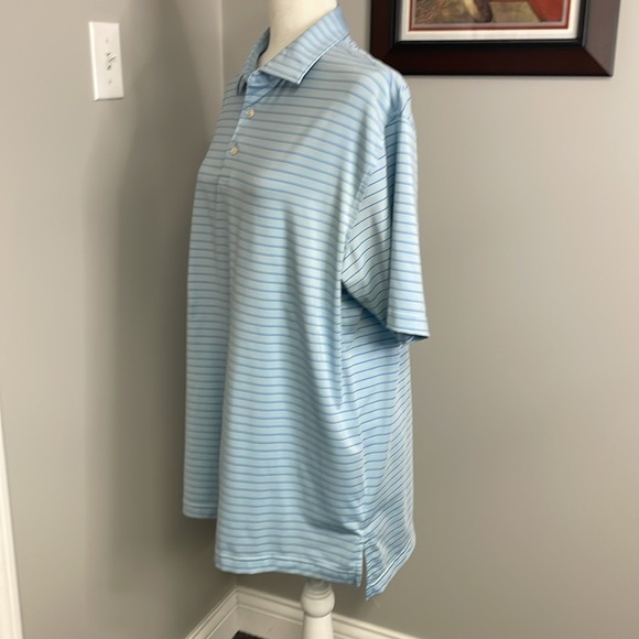 Peter Millar Summer Comfort Men L Blue Stripe Activewear Golf Polo - Picture 2 of 5